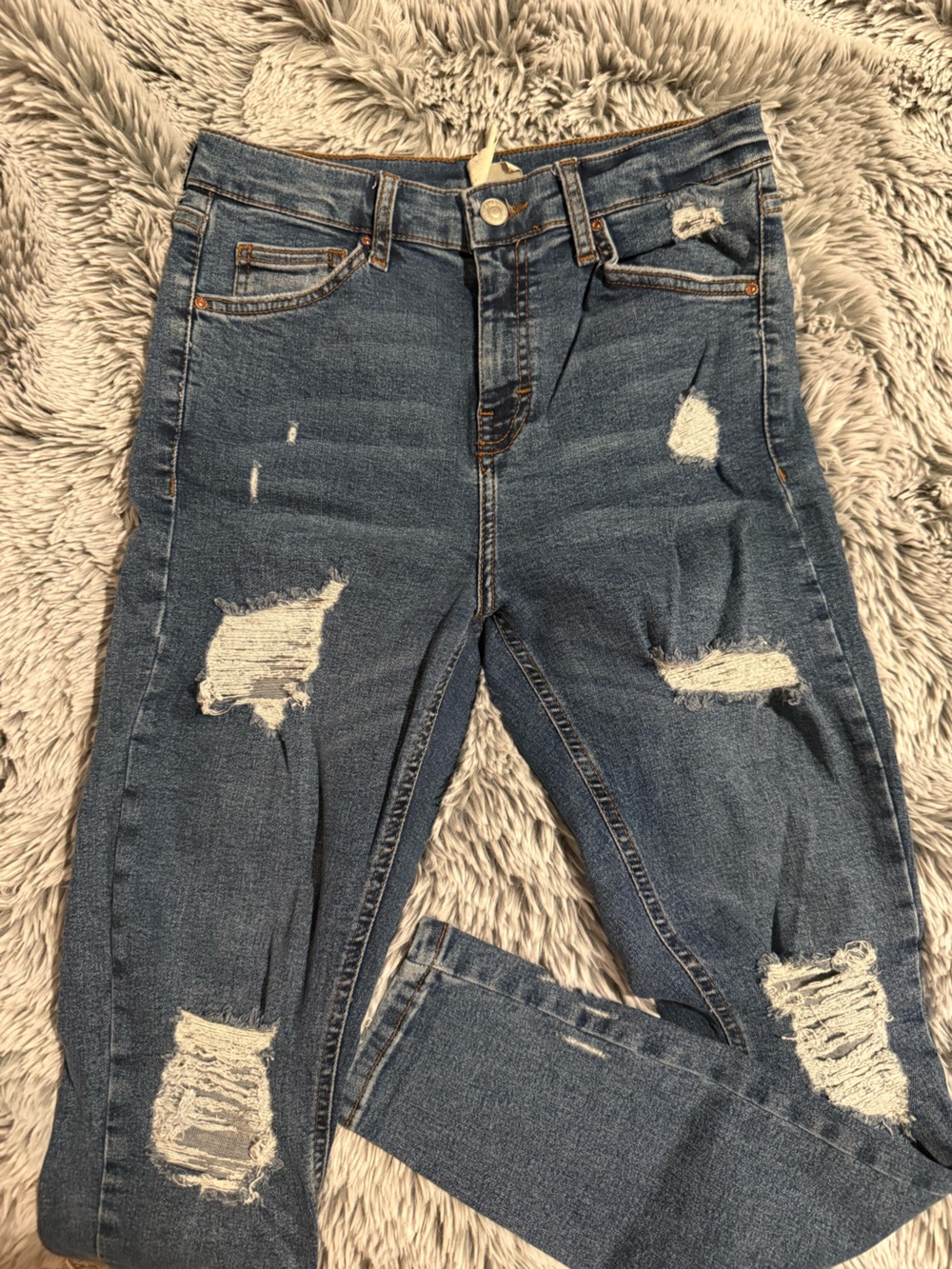 Topshop Blue Ripped Skinny Jeans